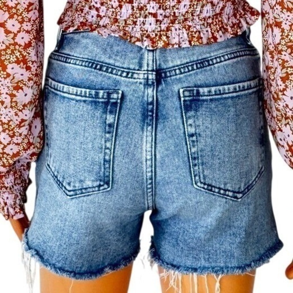 PacSun 90s Girlfriend High Waisted Distressed Size S Denim Shorts Light Wash S - Picture 4 of 13